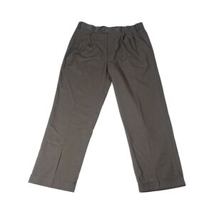 Van Heusen Mens Gray Pleated Cuffed Dress Pants 34x30 Classic Fit Trousers